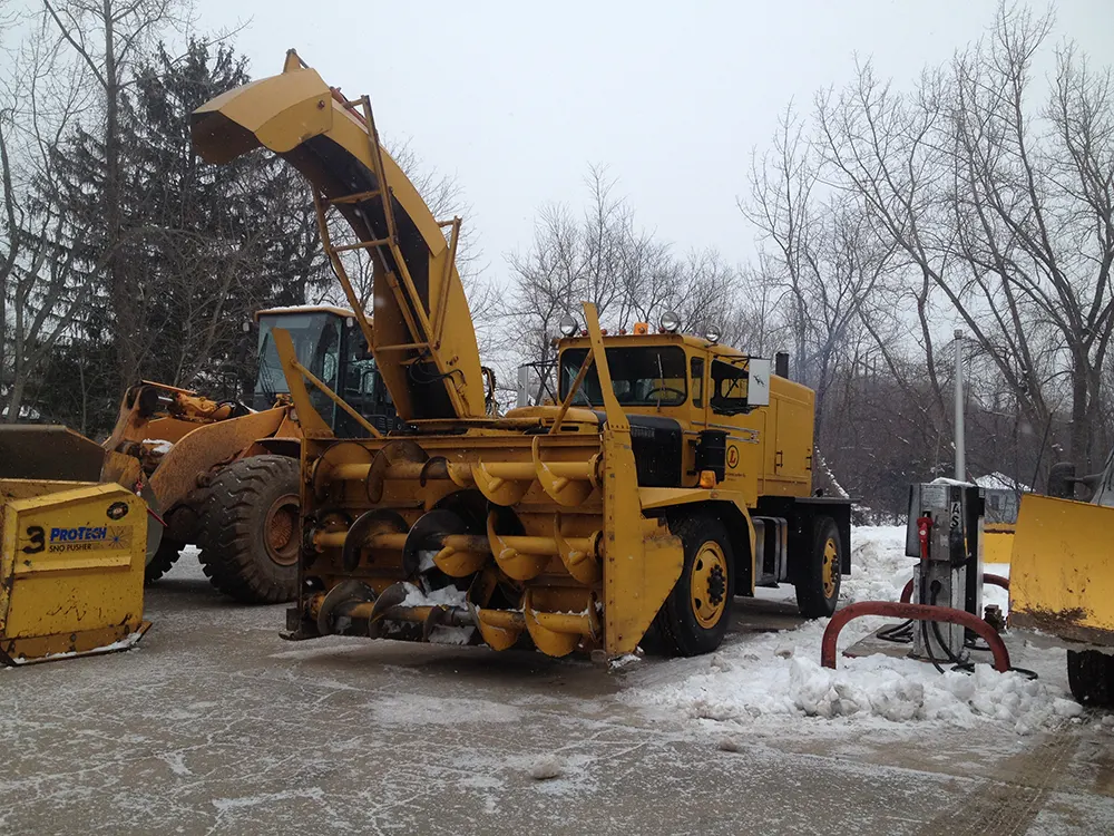 One of LaRosa&rsquo;s snow blower trucks, designed for heavy-duty snow removal.