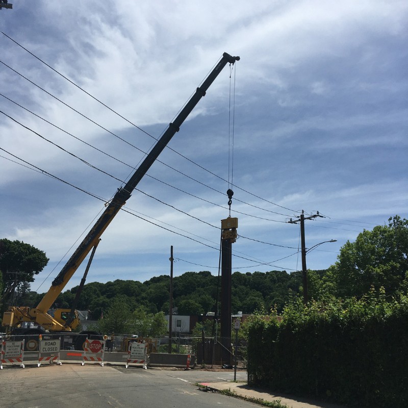 A LaRosa crane works at the Harbor Brook site.