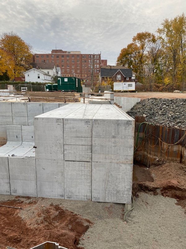 Preparing for the installation of precast concrete planks.