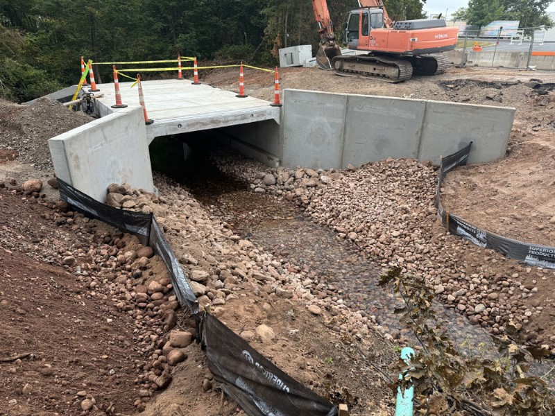 A precast concrete box culvert installed during the bridge replacement.