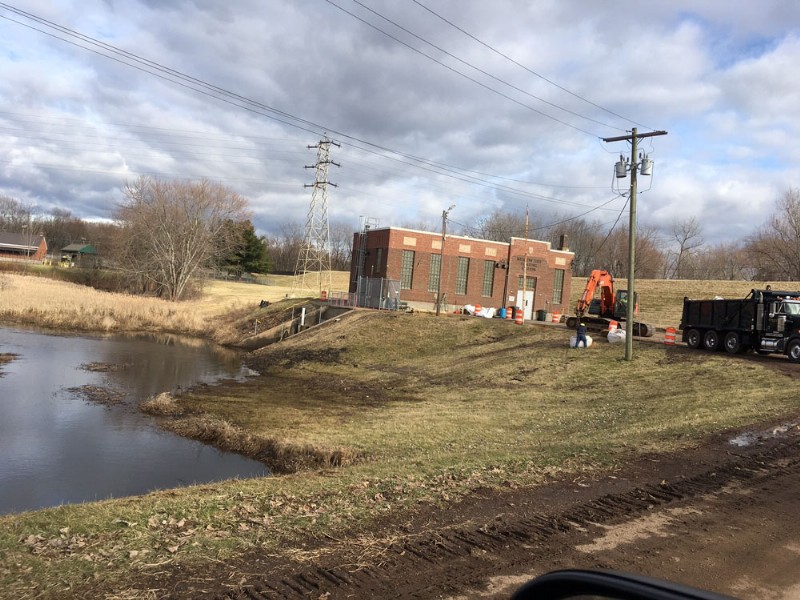 Exterior view of the pump station, with LaRosa equipment and crews beginning construction.