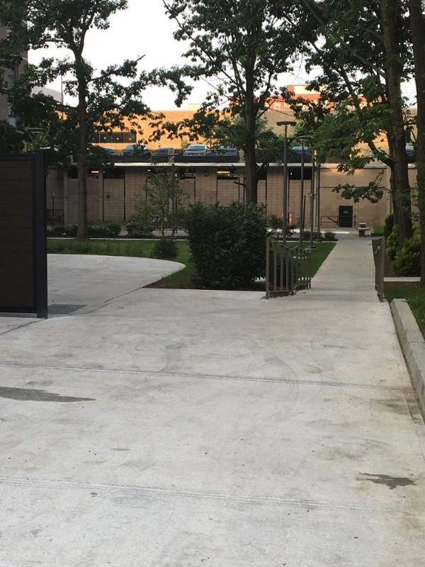 Newly installed concrete courtyards and walkways.