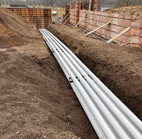 Pipes being installed underground